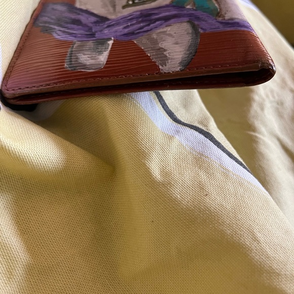Hand Painted Louis Vuitton Cognac Long Bifold Wallet - Picture 8 of 10